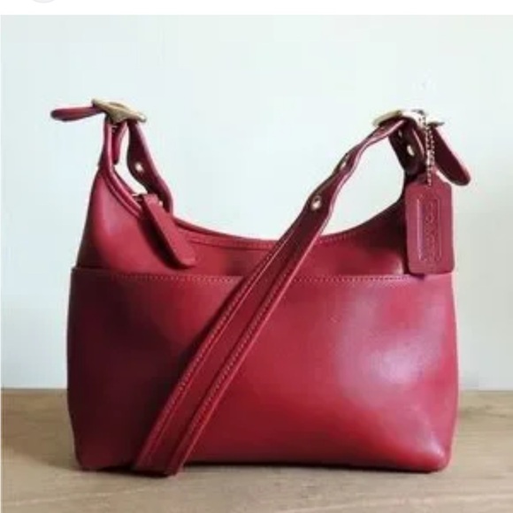 COACH VINTAGE 9058 Legacy Burgundy RED Shoulder Bag hobo GENUINE LEATHER - Picture 1 of 16